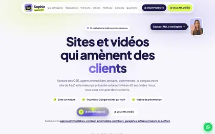 Accueil du site Sophie Web Studio
