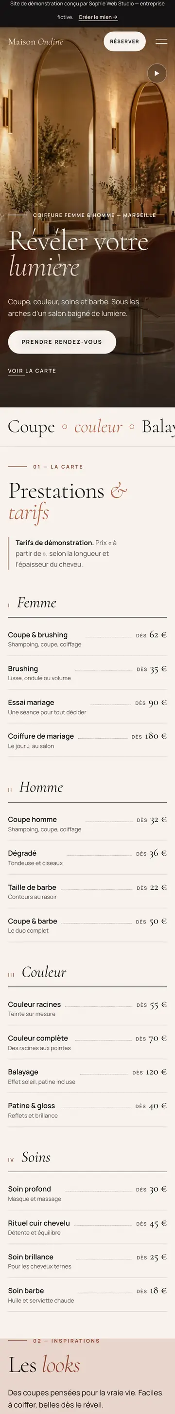 Site Maison Ondine sur téléphone