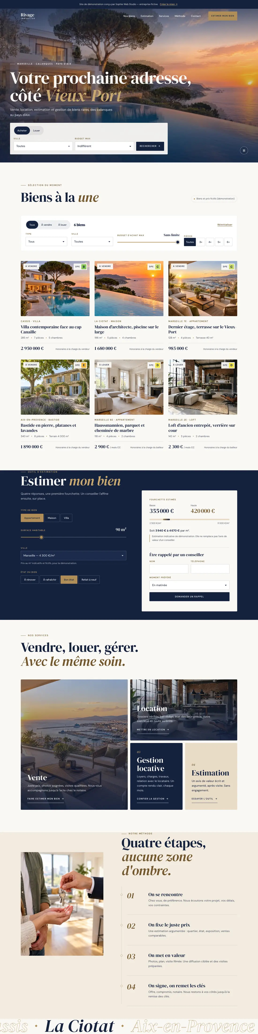 Site Rivage Immobilier sur ordinateur