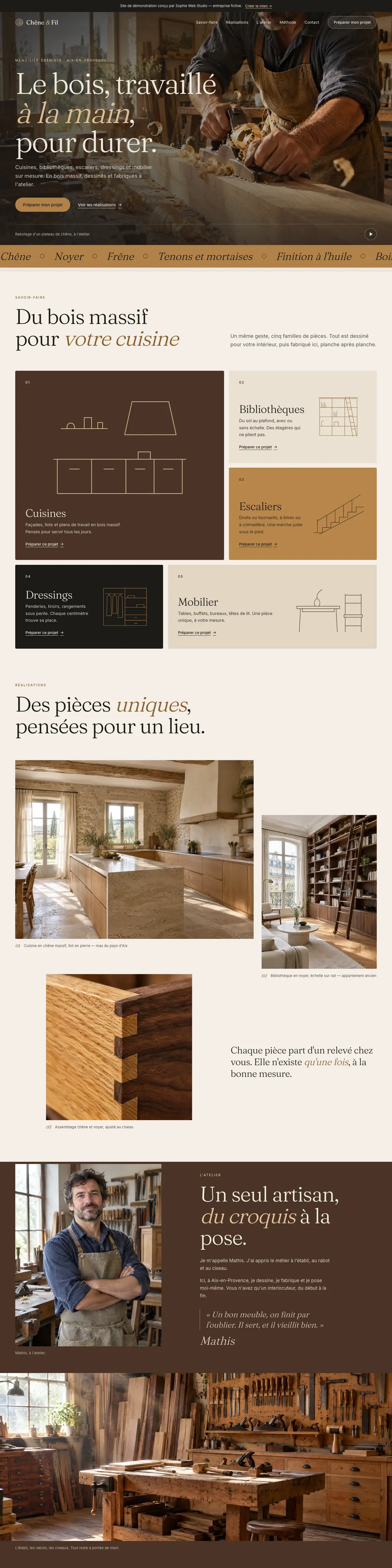 Site Atelier Chêne & Fil sur ordinateur