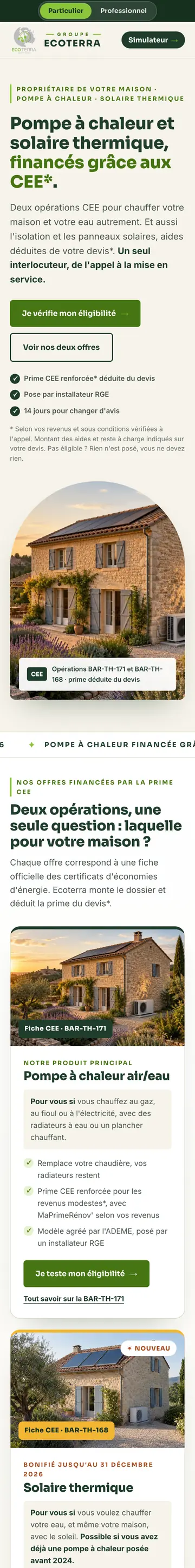 Site Ecoterra sur téléphone