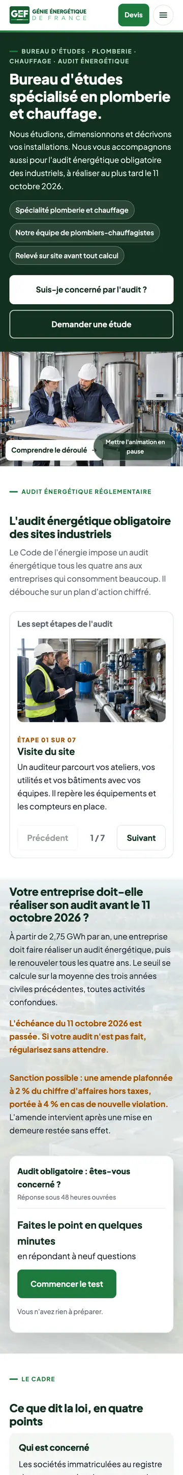 Site GEF Bâtiment sur téléphone