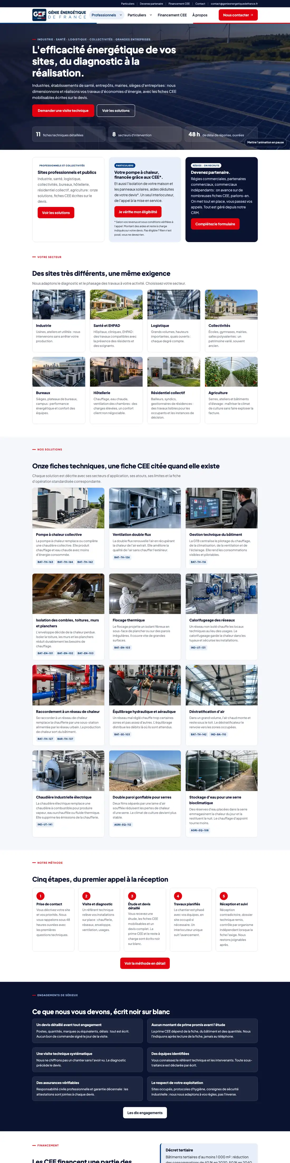 Site Génie Énergétique de France sur ordinateur