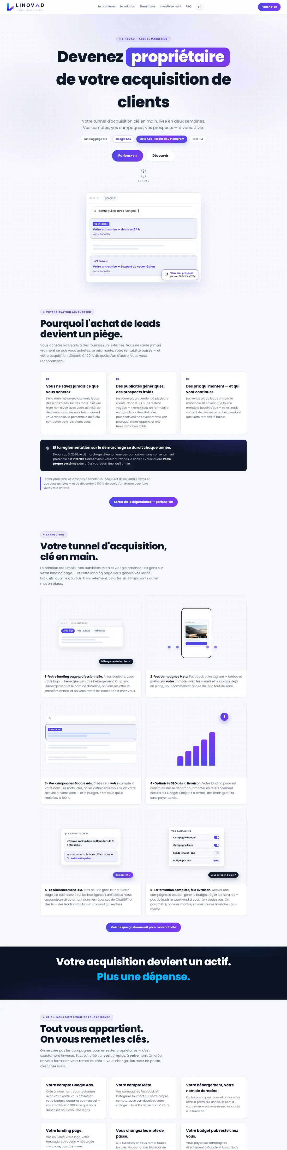 Site Linovad sur ordinateur