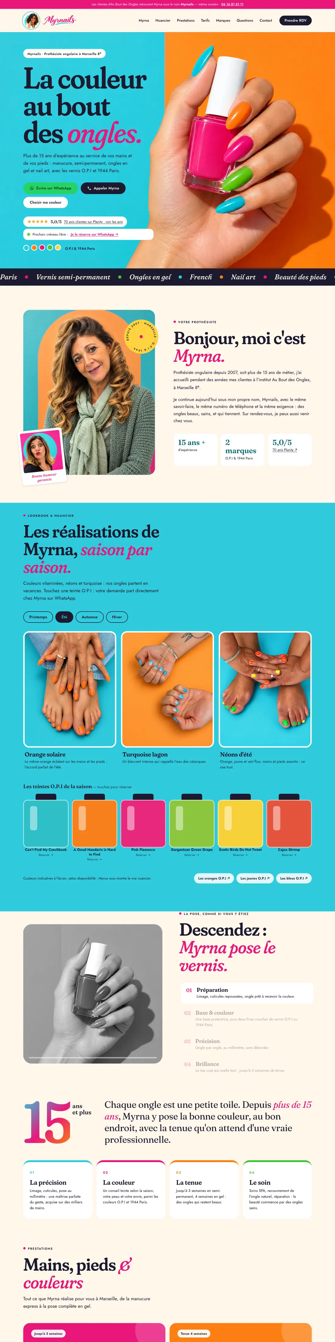 Site Myrnails sur ordinateur