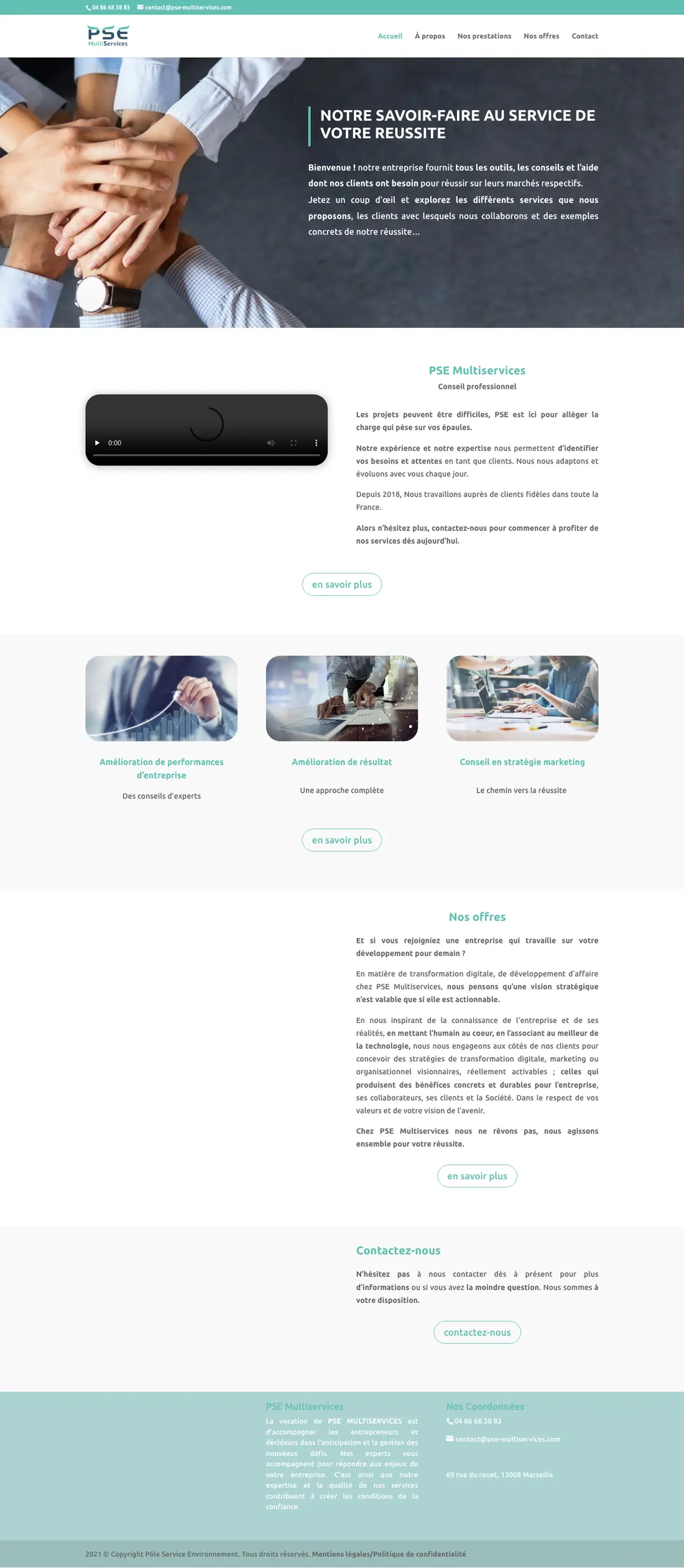 Site PSE Multiservices sur ordinateur