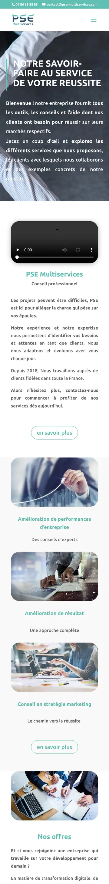 Site PSE Multiservices sur téléphone