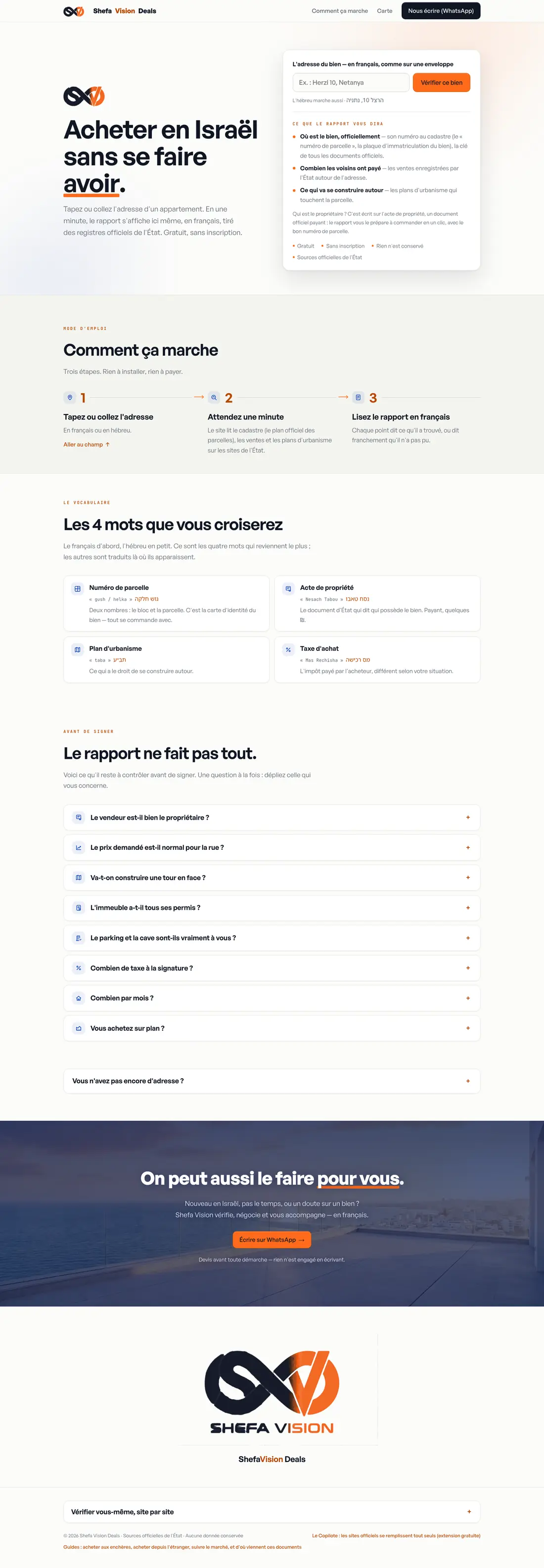 Site Shefa Vision Deals sur ordinateur