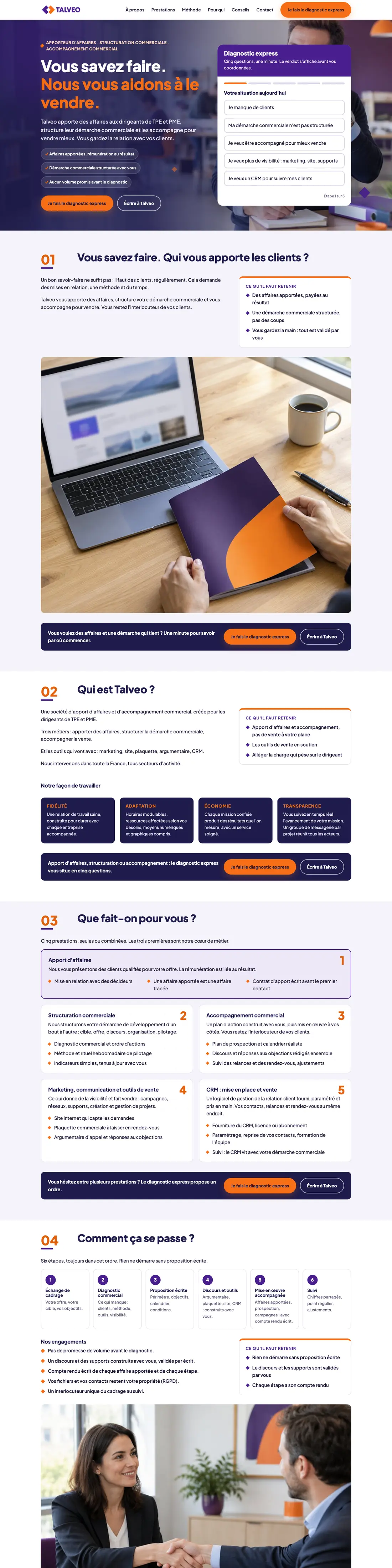 Site Talveo sur ordinateur