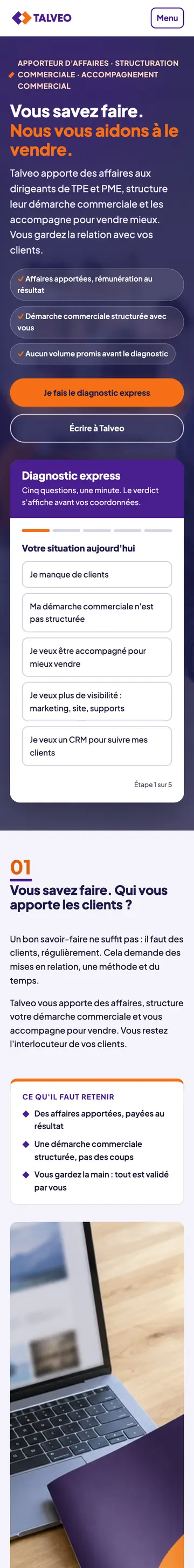 Site Talveo sur téléphone